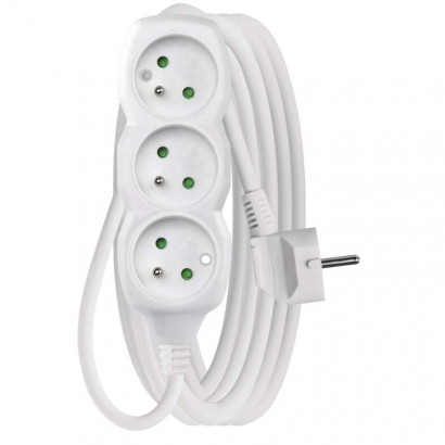 Prodlužovací kabel 5 m / 3 zásuvky / bílý / PVC / 1 mm2