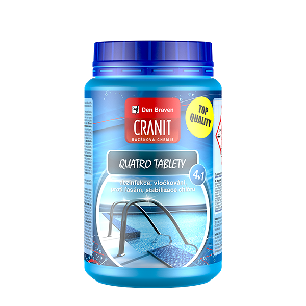 Den Braven - Cranit Quatro tablety - dezinfekce, proti řasám, vločkování, stabilizace, kbelík, 2,4 kg