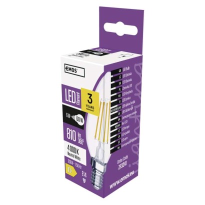 LED žárovka Filament Candle 6W E14 neutrální bílá 019225
