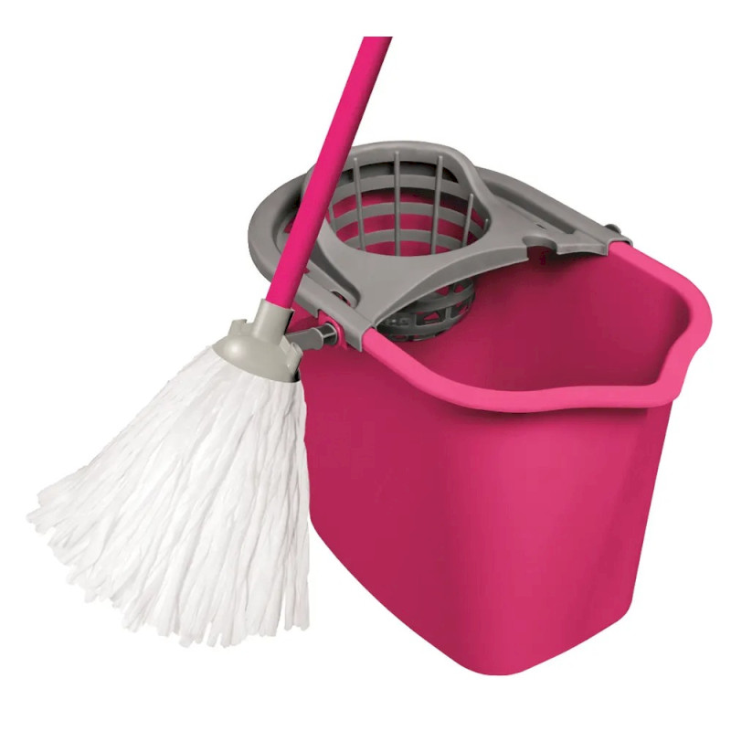 Obdélníkový kýbl se ždímacím košem a mopem 10l